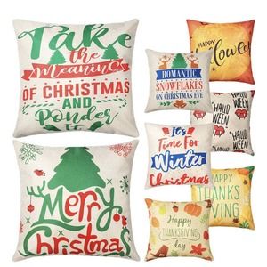 Fall/Winter Holiday Pillow Covers 18x18 Inch Set of 8
